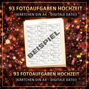 93 Fotoaufgaben Hochzeit K&auml;rtchen DIN A4 (digitale Datei)