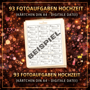 93 Fotoaufgaben Hochzeit Kärtchen DIN A4 (digitale Datei)